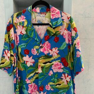 NWOT CUSTOM ALLIGATOR + TROPICAL FLOWERS MENS SIZE XL Made in BIG PINE KEY FL
